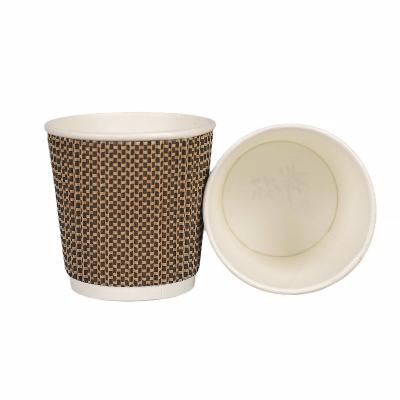 China Wholesale Biodegradable Size Custom Color Disposable Wallpaper Ripple Wall Cups Double Corrugated Hot Coffee Cup for sale