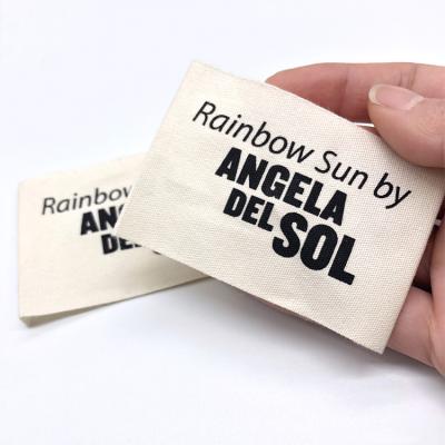 China Sustainable Custom Neck Label Printed Cotton Label Brand Logo Garment Label for sale