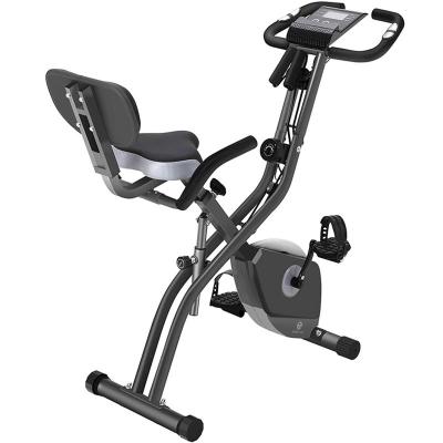 China Fashion Folding Exercise Bike with Magnetic Resistance 10-Level Adjustable Post and Recumbent Foldable Stationary Bike for sale