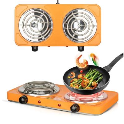 China Commercial Home Countertop 100W+1000W Electric Double Burner Coil Griddle Cooking Stove Hot Plates for sale