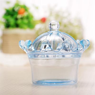 China Recyclable Plastic Pointed Plexi Princess Crown Container Plastic Dragee Princess Crown Container for sale