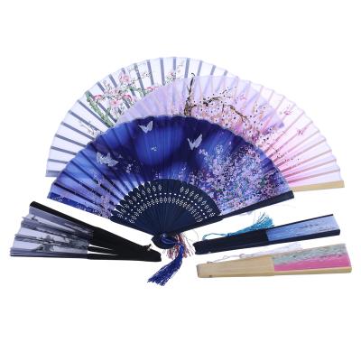 China China Chinese style bamboo grinding Japanese hand-carved folding hand fan by bamboo fabric handfan and polyester home decoration for sale