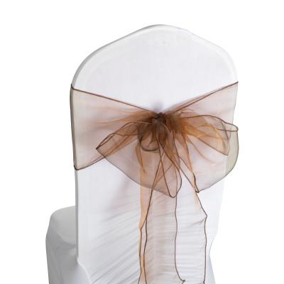 China Unique Romantic Bow Sash Organza Chair Sashes Ties for Wedding and Event Supplies Party Colorful Decoration Chair Cover Sash for sale