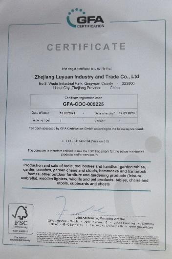 FSC - Zhejiang Luyuan Industry And Trade Co., Ltd.