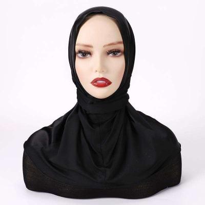 China Hijab With Hats 2022 Wholesale Muslim Women Milk Silk With Satin Snap Hijab With Tie Rope Button Inner Hijab Underscarf Hat for sale