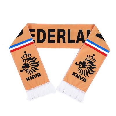 China Event Cheer Promotion Custom Design Mug Team Soccer Club Sport Logo World Soccer Polyester Printing Fan Supporter Football Scarves Scarf for sale