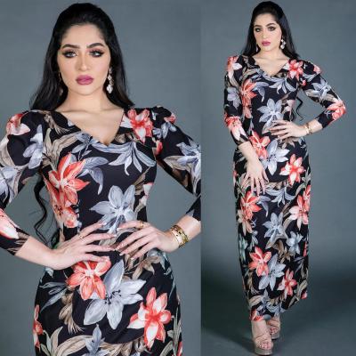 China Islamic dress 2022 new summer women's fashion and clothing Abaya spring printing tight dress women sexy high waist hip for sale