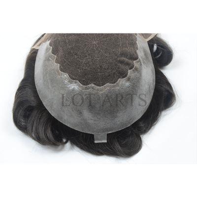 China LOT ARTS Men's Invisible Hairline Men Hairpiece Wholesale Brazilian Remy Hair Toupee Hairpiece Q6 for sale