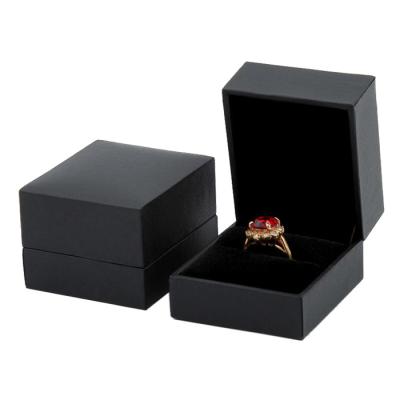 China Jewelry Packaging Eco-Friendly Black Plastic Jewelry Box Ring Morocco Paper Jewelry Packaging Set Box for sale