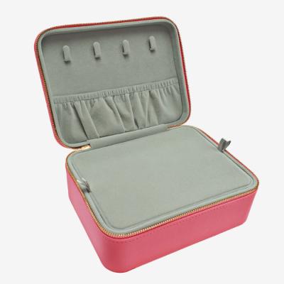 China Promotional Recyclable Factory Wholesale Brand And Custom Leather Case Organizer Business Gifts PU Travel Jewelry Box Packaging With Zipper for sale