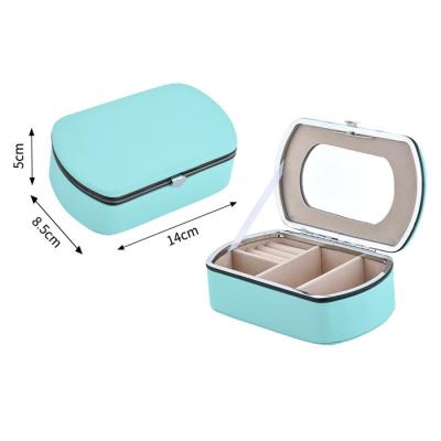 China 2022 Recyclable Promotional Products Travel Jewelery Organizer Case Boxes Portable Jewelry Box Storage Jewelers Leather Box For Girls for sale