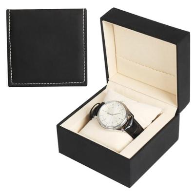 China Wholesale Custom Cheap Recyclable New Design Luxury High Quality Square PU Watch Box Black Leather For Men B79 for sale