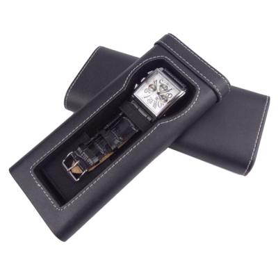 China Travel Recyclable High Quality Simple Black Leather Watch Case for sale