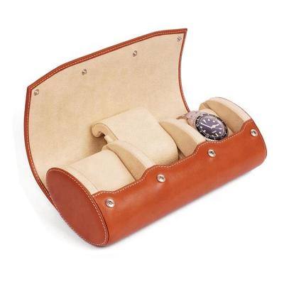 China Recyclable Man Travel Brown Premium Leather Watch Boxes Private Label Cases , Watch Roll For Expensive Watches for sale