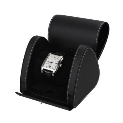 China Recyclable Custom Logo Black Leather Watch Roll Travel Case for sale