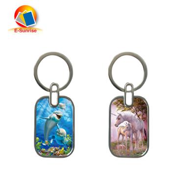 China Customized 3d depth effect/3d flip effect/PET lenticular key chain 3d sea life animation effect for souvenir 3d metal lenticular key chain for promotion for sale