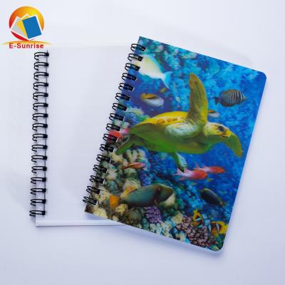 China Beautiful 3D Depth Effect Notebook 3D Lenticular Plastic Cover A5 Spiral Notebook for sale