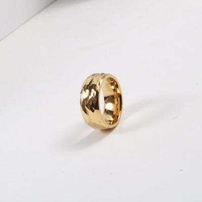 China Europe Turkey Fashion Women Jewelry Stainless Steel Shape Pattern Hammered Ring for sale