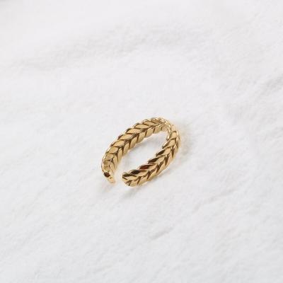 China FASHIONABLE Waterproof Stainless Steel Crop Wheat Form 18k Gold Plating Women Open Ring for sale