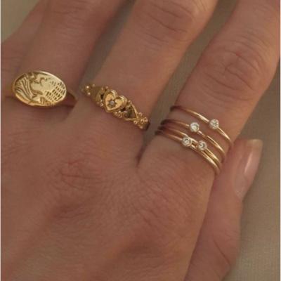 China FASHIONABLE Women Stacking Jewelry 18K Gold Plating Stainless Steel God's Soldier Signet Ring for sale