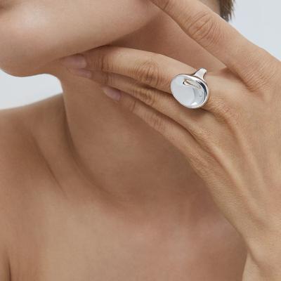 China Hiphop Women Jewelry Water Drop Geometric Stone Shape 18K Gold Stainless Steel Seal Ring for sale