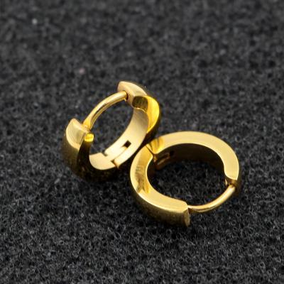 China TRENDY 13mm Diameter 3mm Thickness Plain Stainless Steel Huggie Circle Hoop Earrings For Women for sale