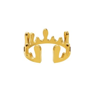 China FASHIONABLE Adjustable 18K Gold Plated Stainless Steel Crown Shape Imperial Royal Ring For Women for sale