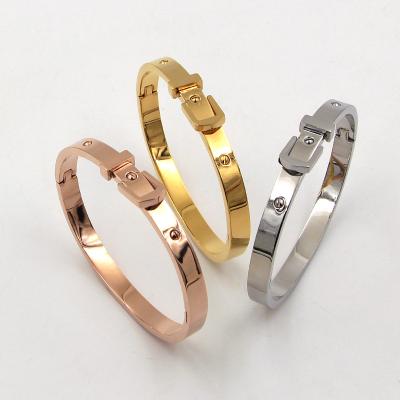 China Wholesale BOHEMIA Factory Price Stainless Steel Belt Shape Women Bracelet Rock Bracelet for sale