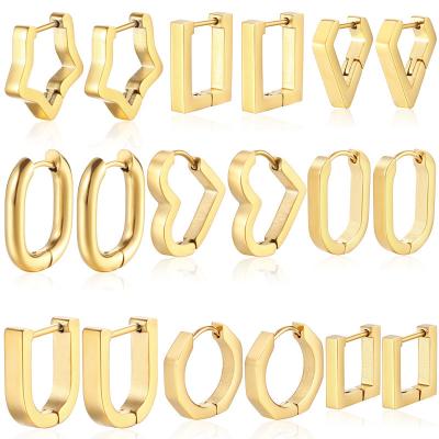 China Fasion Huggie Korean Trendy Circle 18k Waterproof Small Size Waterproof Gold Plated Stainless Steel Gold Color Women Earring for sale