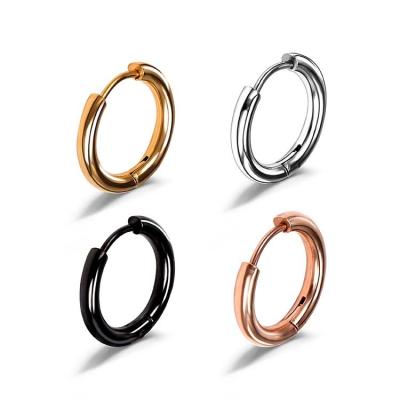 China FASHIONABLE 316L Stainless Steel Fashion Hypoallergenic Surgical Small Size Round Hinged Huggie Hoop Earrings for sale