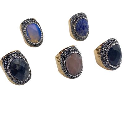 China Ring Punk Style Casual/Sporty Natural Style Big Size Crystal Unique Shape Ring Wide Stone For Women for sale