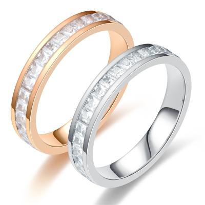 China Popular Rings Rose Gold Color Stainless Steel Lovers Korea Style Romantic Thin Low Cost Couples Rings for sale