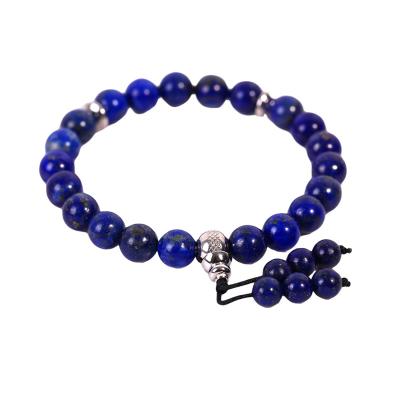 China Romantic Adjustable Genuine Lazulite Bracelet With Stainless Steel Charm Adjusted Unisex Handmade Healing Crystal Braceletlet for sale