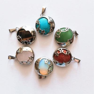 China FASHIONABLE DIY Opal Pendant Charm filigree with multiple designs silver color plated charm stone necklace for sale