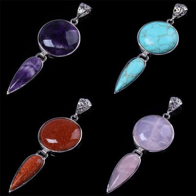 China Large Size Quartz Rose Color Pendant Charm FASHIONABLE Rose Quartz Long Necklace Good quality with long chain for sale