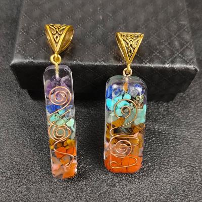 China TRENDY Chakra Chip Stone Chark With Bullet Gold Color Plated Reiki Jewelry With Natural Quartz Mixed for sale