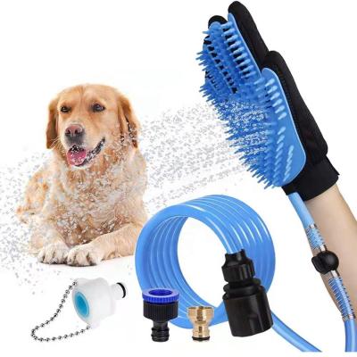 China Stored Pet Bathing Tool Pet Shower Sprayer Massaging Glove Scrubber Attachment Set For Dog for sale