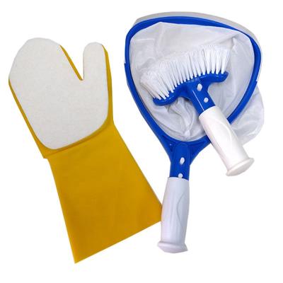 China Above Pool Spa Equipment Swimming Pool Cleaner Kit Hand to Hold Cleaning Brush Sheet Net Cleaning Glove for sale