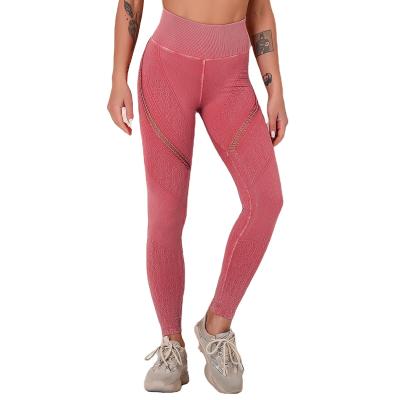 China Hollow Anti-Static Yoga Leggings Knitted High Elastic Yoga Pants Running Seamless Yoga Pants Gaiters for sale