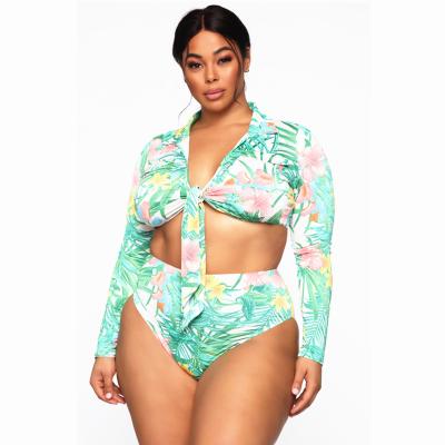 China Plus Size Anti-UV Swimsuit Sheath Long Swimsuit Women's High Waisted Swimwear For Fat Women for sale