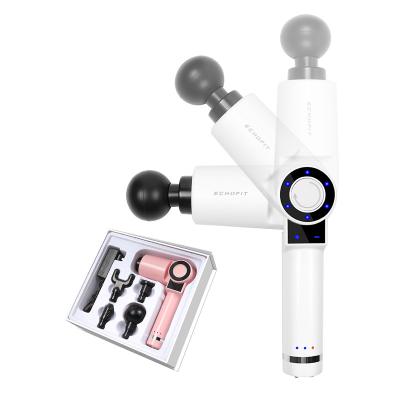 China Mini Body Massage Gun 6 Foldable Speeds 4 Attachments Portable Body Fascia Gun for sale