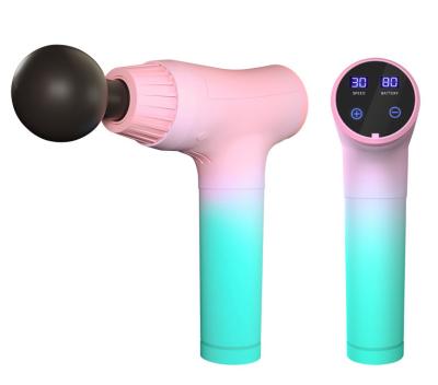 China Body Pink Color 6 Massage Head 2500mAh 5 Speed ​​Massage Gun LCD Display Mini Muscle Fascia Gun For Women for sale