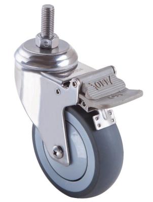 China 304 Stainless Steel Stem Casters / Hard Stainless Steel Casters With Brake for sale