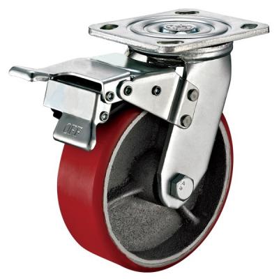 China Small Red Caster Wheels / Heavy Duty Locking Swivel Casters With Plate Fitting for sale