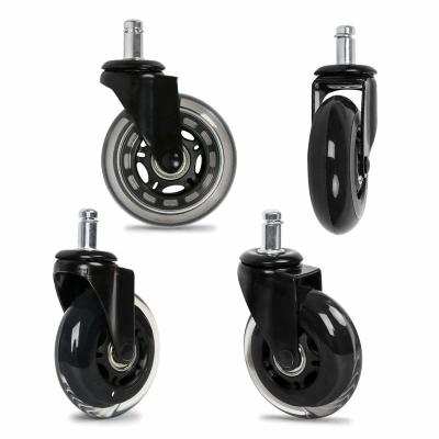 China Rollerblade Office Chair Casters Threaded Stem / Soft Rubber Chair Casters 3 Inch for sale