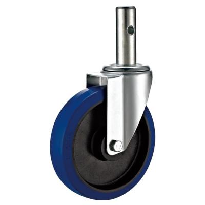 China Soft Blue Rubber Scaffold Caster Wheels With Round Stem Europe Style for sale