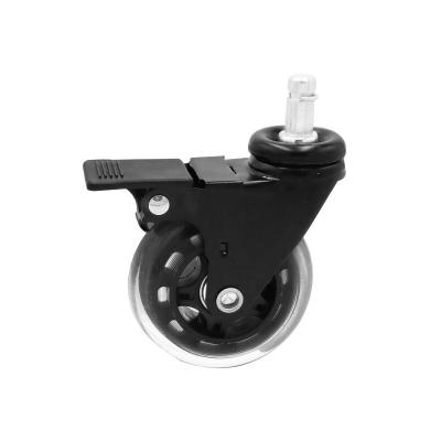 China Lockable Non Marking Office Chair Caster Wheels For Hardwood Floors PU 75mm for sale