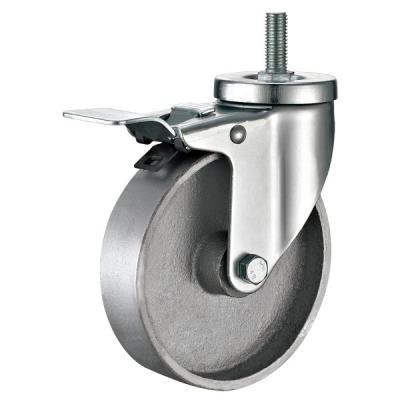 China Zinc Plate Finished Industrial Caster Wheels With Threaded Stem Mounted for sale