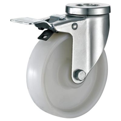 China Small Loackable Industrial Table Casters , White Nylon Caster Wheels for sale