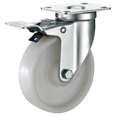 China Plate Brakes Industrial Shelving Casters , Small Nylon Metro Rack Wheels for sale